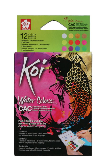 Sakura Koi Water Colors Pocket Field Sketch Box, 12 pastilles de couleurs créatives Sakura Koi Water Colors Pocket Field Sketch Box, 12 pastilles de couleurs créatives