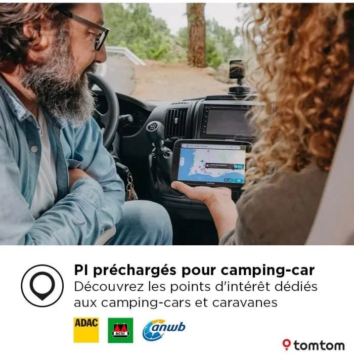 TomTom GO Camper Max 2ème génération - GPS pour camping-car, caravane et voiture - Écran tactile 7" - Points d'intérêt dédiés - Cartes Monde - Services Premium 12 mois
