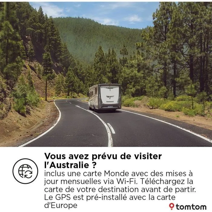 TomTom GO Camper Max 2ème génération - GPS pour camping-car, caravane et voiture - Écran tactile 7" - Points d'intérêt dédiés - Cartes Monde - Services Premium 12 mois