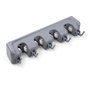 Emuca Porte balay et Porte Mops, avec 5 crochets et 4 trous, Plastique, Gris