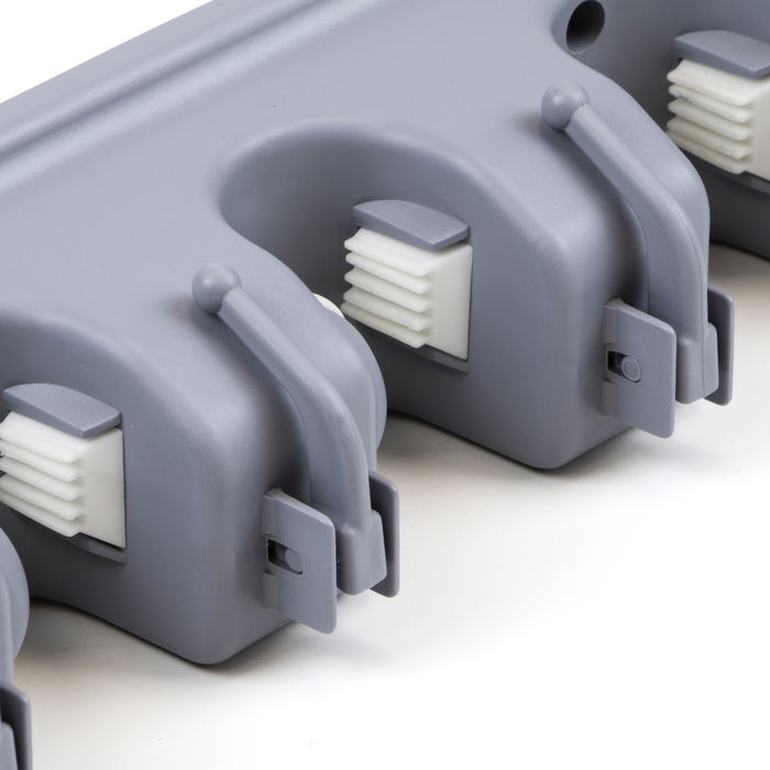 Emuca Porte balay et Porte Mops, avec 5 crochets et 4 trous, Plastique, Gris Emuca Porte balay et Porte Mops, avec 5 crochets et 4 trous, Plastique, Gris