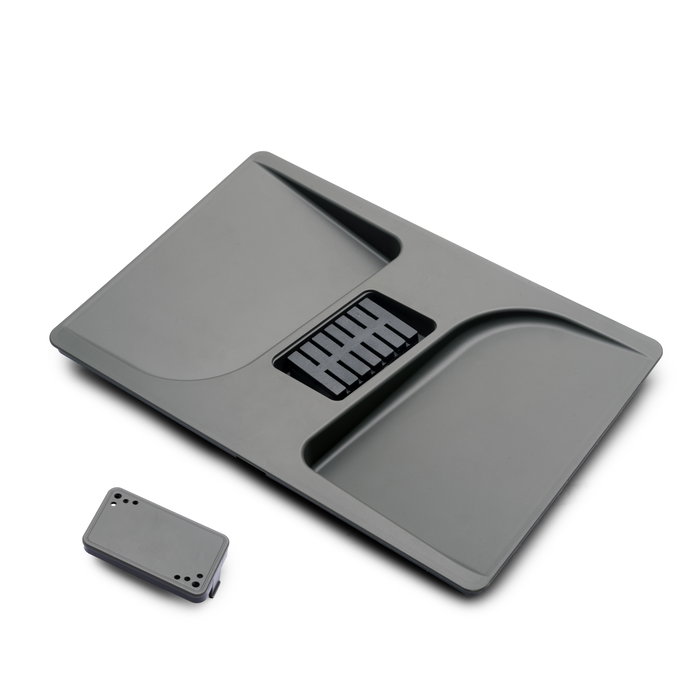 Emuca Poubelles pour tiroir de cuisine Recycle avec couvercle anti-odeurs, Hauteur 216mm, 1x12litres, Plastique gris anthracite