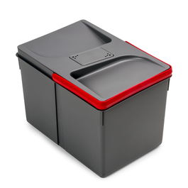 Emuca Poubelles pour tiroir de cuisine Recycle avec couvercle anti-odeurs, Hauteur 216mm, 1x12litres, Plastique gris anthracite