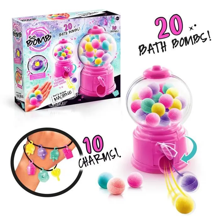 Canal Toys - Distributeur de Bombes de Bain So Bomb avec 10 Charms, Coloré et Parfumé - BBD 045, Idée Cadeau Enfant