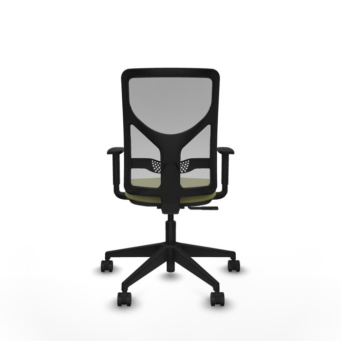 PIQUERAS Y CRESPO Chaise Motilla Synchro Vert olive et Gris, Base pyramidale noire, Accoudoir 1D PIQUERAS Y CRESPO Chaise Motilla Synchro Vert olive et Gris, Base pyramidale noire, Accoudoir 1D