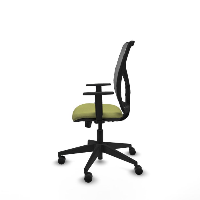 PIQUERAS Y CRESPO Chaise Motilla Synchro Vert olive et Gris, Base pyramidale noire, Accoudoir 1D PIQUERAS Y CRESPO Chaise Motilla Synchro Vert olive et Gris, Base pyramidale noire, Accoudoir 1D