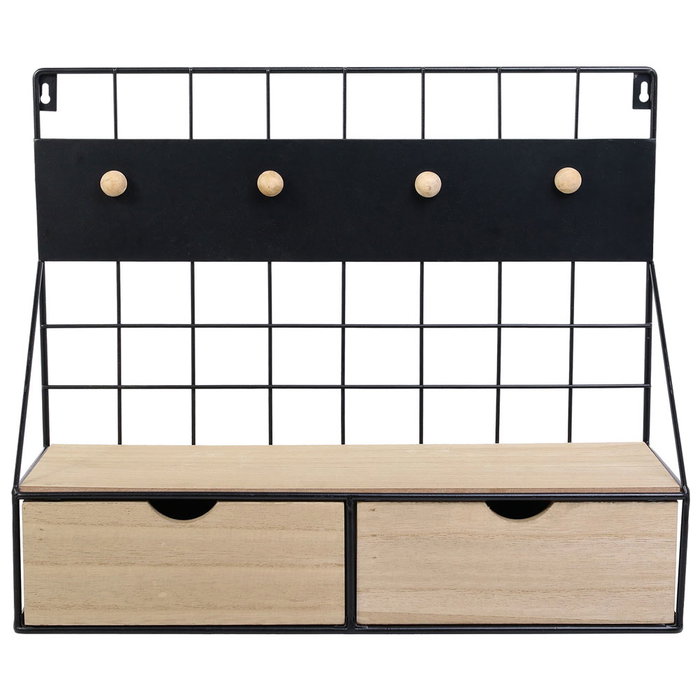 Home Deco Factory Étagère murale avec 2 tiroirs et panneau aimanté