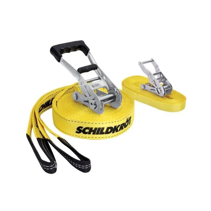 Schildkröt - Slackline d'apprentissage - 15 m (long) x 5 cm (large) - Cliquet en métal - Sangle d'initiation incluse - Capacité max : 150 kg Schildkröt - Slackline d'apprentissage - 15 m (long) x 5 cm (large) - Cliquet en métal - Sangle d'initiation incluse - Capacité max : 150 kg