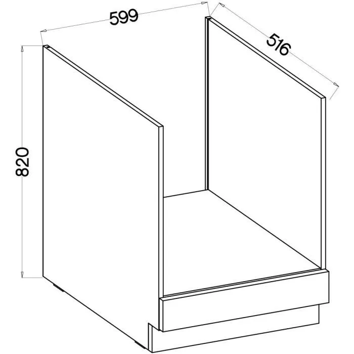 MODENA - Meuble bas four 60 x 52 x 82 cm - Chêne artisanal / Noir mat - Plan de travail non inclus