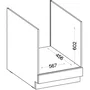 MODENA - Meuble bas four 60 x 52 x 82 cm - Chêne artisanal / Noir mat - Plan de travail non inclus