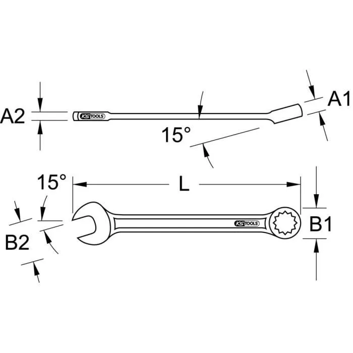 KS TOOLS 922.0075 Jeu de 25 clés mixtes métriques chromé vanadium, fourche 15°, DIN 3113, en trousse 6 à 34 mm