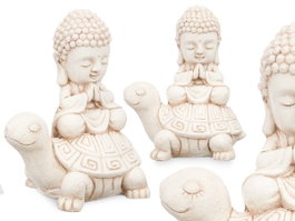 IBERGARDEN Figurine Bouddha Tortue, Blanc + Marron