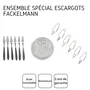 FACKELMANN 30 pièces - Ensemble spécial escargots : plats aluminium 12 empreintes, pinces et fourchettes inox - Kit complet pour préparation et dégustation
