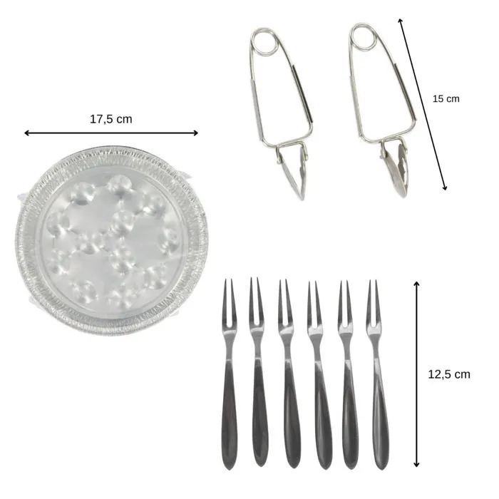 FACKELMANN 30 pièces - Ensemble spécial escargots : plats aluminium 12 empreintes, pinces et fourchettes inox - Kit complet pour préparation et dégustation