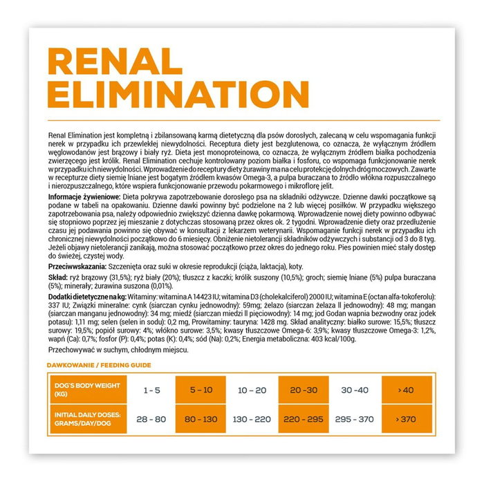 Nourriture VETEXPERT Renal Elimination Lapin 8 kg