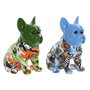 Home ESPRIT Figurine Décorative Chien Bleu Vert Multicouleur (2 Unités) de 9,5 x 13 x 16 CM