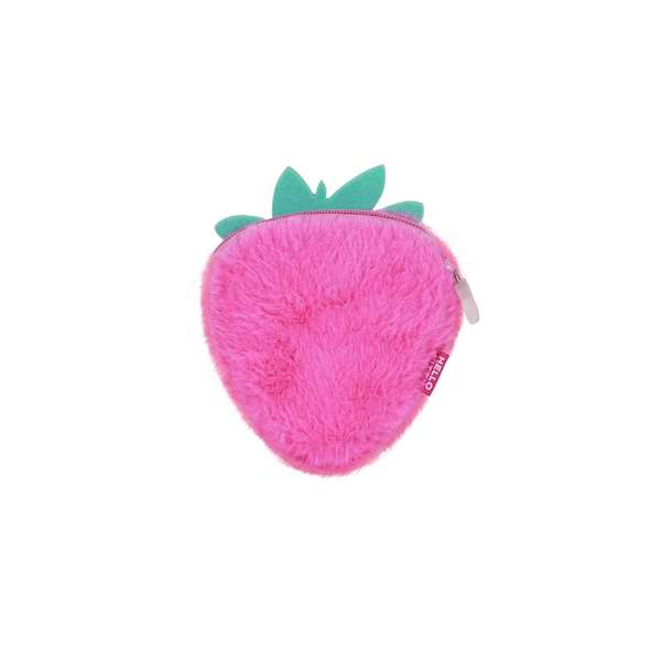 Karactermania Porte-monnaie Kuromi Soft Strawberry en peluche avec fermeture à glissière - 13 x 13 x 4 cm - Rose - Polyester