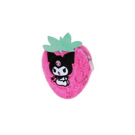Karactermania Porte-monnaie Kuromi Soft Strawberry en peluche avec fermeture à glissière - 13 x 13 x 4 cm - Rose - Polyester