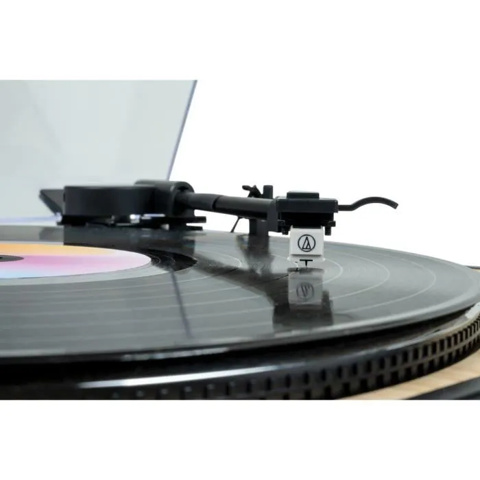 Thomson TT300 - Platine tourne-disques vintage en bois noir - Vitesses 33/45 tours - Tête de lecture Audio-Technica AT3600L - Qualité sonore optimale