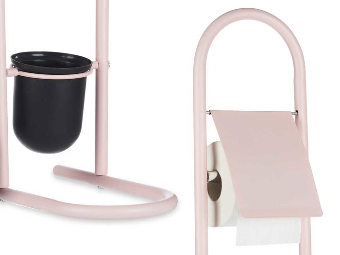 Berilo Porte-rouleau Brosse Métal Bambou Rose 16 x 80 x 28 cm (Set de 4)