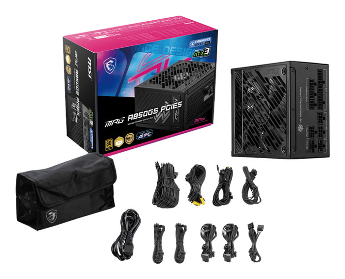MSI MPG A850G Alimentation PC 850W 80+ Gold Totalement Modulaire Noir