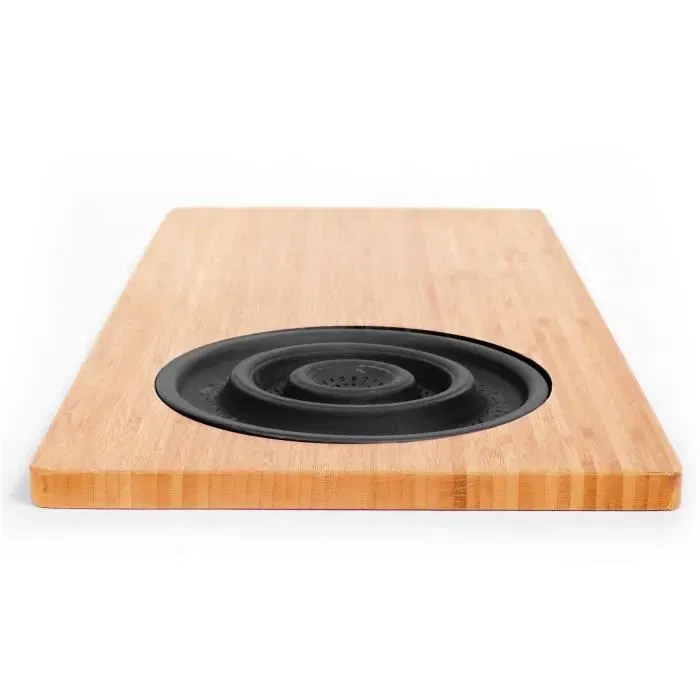 Jocca - Planche à découper en bambou avec passoire, 58 x 29 x 1.8 cm, couleur naturelle et noir