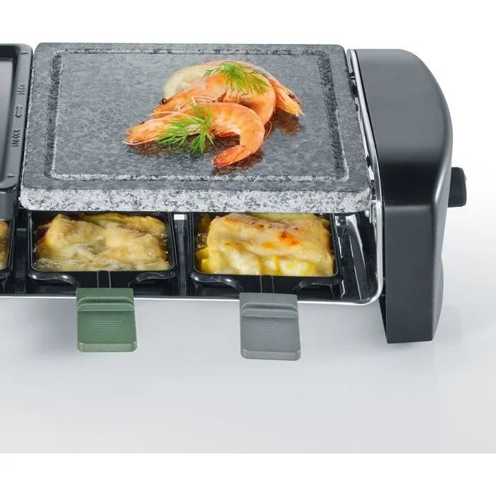 Severin RG9690 Appareil à raclette 8 personnes - Plaques combinées pierre naturelle et antiadhésive