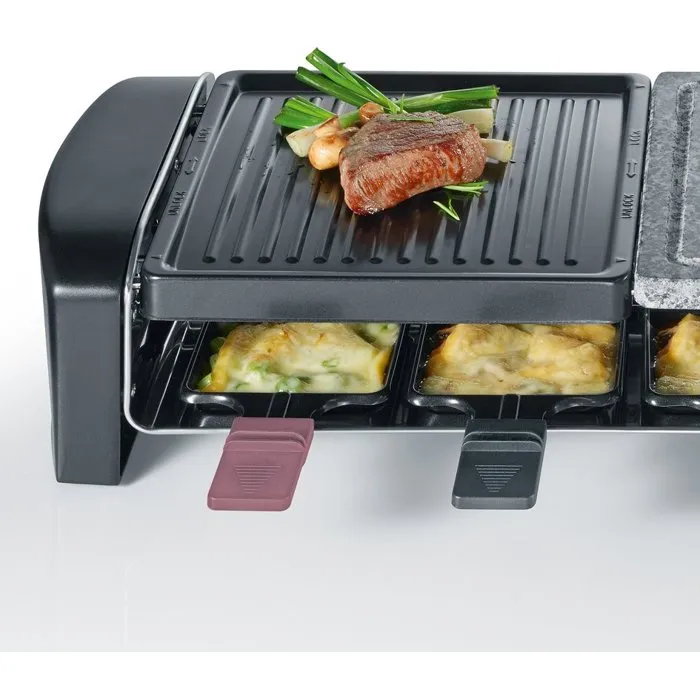 Severin RG9690 Appareil à raclette 8 personnes - Plaques combinées pierre naturelle et antiadhésive