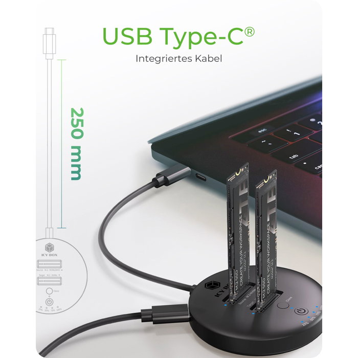 Icy ICY BOX IB-1612MCL-C31 Station de clonage et d'accueil pour 2x SSD M.2 NVMe Icy ICY BOX IB-1612MCL-C31 Station de clonage et d'accueil pour 2x SSD M.2 NVMe