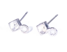 Innspiro Boucles d'oreilles métalliques carrées avec anneau pour incrustation 3mm, argentées