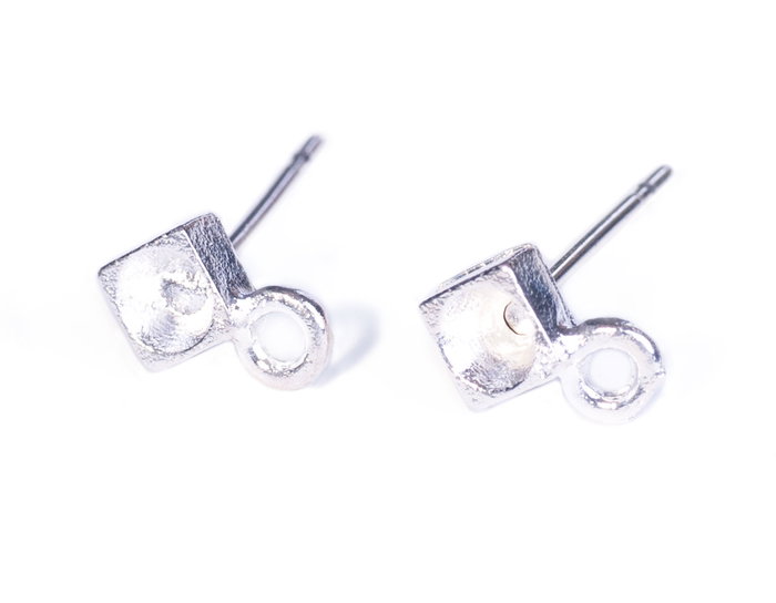 Innspiro Boucles d'oreilles métalliques carrées avec anneau pour incrustation 3mm, argentées Innspiro Boucles d'oreilles métalliques carrées avec anneau pour incrustation 3mm, argentées