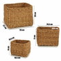Giftdecor Lot de 3 paniers en sparte rectangulaires hauts 29 x 23 x 20 cm - Algues marines marron (Set de 4)
