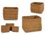 Giftdecor Lot de 3 paniers en sparte rectangulaires hauts 29 x 23 x 20 cm - Algues marines marron (Set de 4)