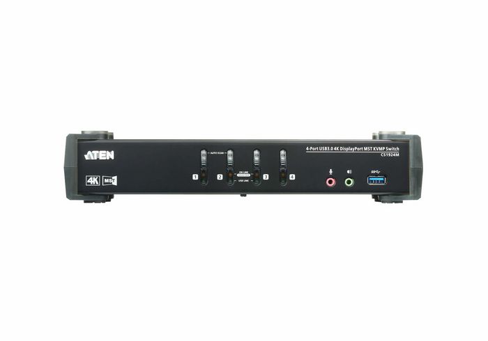 Aten CS1924M Commutateur KVM DisplayPort MST 4 ports USB 3.0 avec hub MST intégré pour double affichage 4K - Câbles inclus
