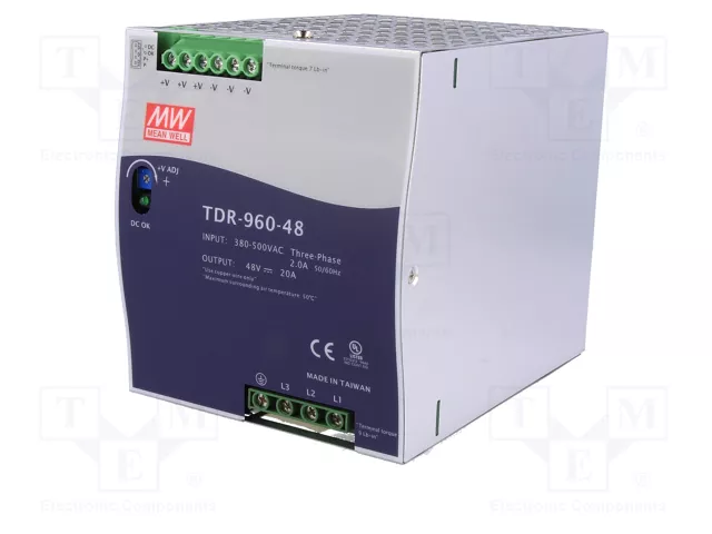 MEAN WELL TDR-960-48 Alimentation à impulsions 960W 48VDC 20A Rail DIN MEAN WELL TDR-960-48 Alimentation à impulsions 960W 48VDC 20A Rail DIN