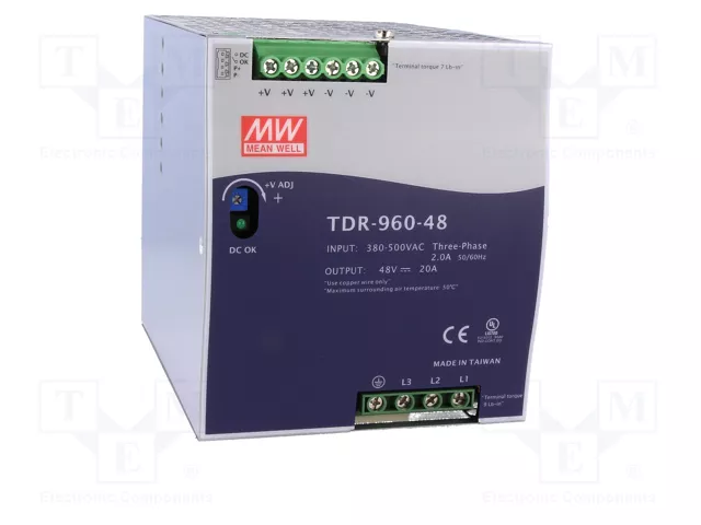 MEAN WELL TDR-960-48 Alimentation à impulsions 960W 48VDC 20A Rail DIN MEAN WELL TDR-960-48 Alimentation à impulsions 960W 48VDC 20A Rail DIN