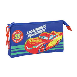 SAFTA Sac Porte-Tout Triple Disney Pixar Cars - 3 compartiments avec fermetures éclair, poche intérieure, dimensions 22 x Three x 12 cm