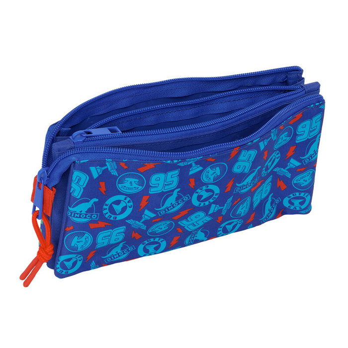 SAFTA Sac Porte-Tout Triple Disney Pixar Cars - 3 compartiments avec fermetures éclair, poche intérieure, dimensions 22 x Three x 12 cm