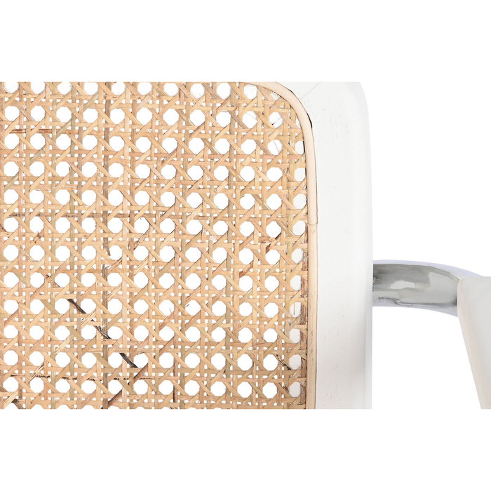 Chaise à Accoudoirs DKD Home Decor Blanc Argenté Naturel Rotin Bois 65,5 x 62 x 79 cm