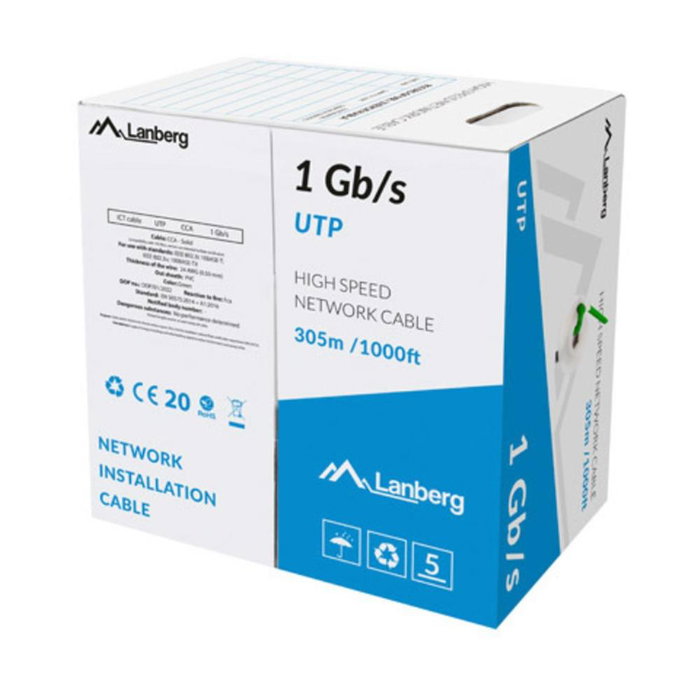 Lanberg 305 m Bobine Câble Réseau Ethernet UTP Cat6 CCA Vert - 23 AWG Lanberg 305 m Bobine Câble Réseau Ethernet UTP Cat6 CCA Vert - 23 AWG
