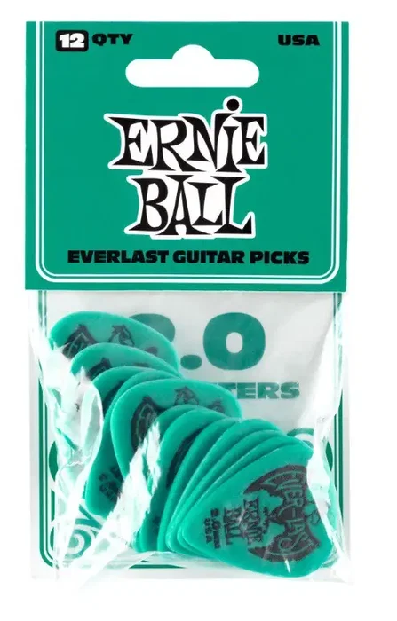 Ernie Ball Lot de 12 médiators Everlast turquoise 2,0 mm Ernie Ball Lot de 12 médiators Everlast turquoise 2,0 mm