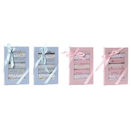 Ensemble de Bavoirs Home ESPRIT Bleu Rose Coton 19 x 29 x 3 cm (4 Unités)