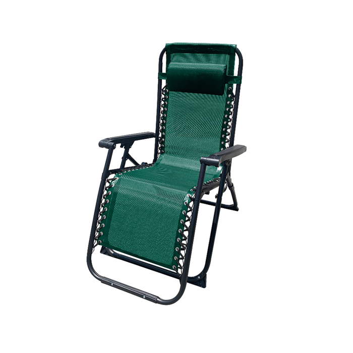 Marbueno Chaise Longue Pliable Acier avec Coussin Jardin et Piscine 90x65x108 cm Gravité Zéro Vert 10008