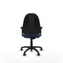 PIQUERAS Y CRESPO Chaise de bureau Algarra, Simili cuir bleu marine, Accoudoirs 2D, Roulettes parquet
