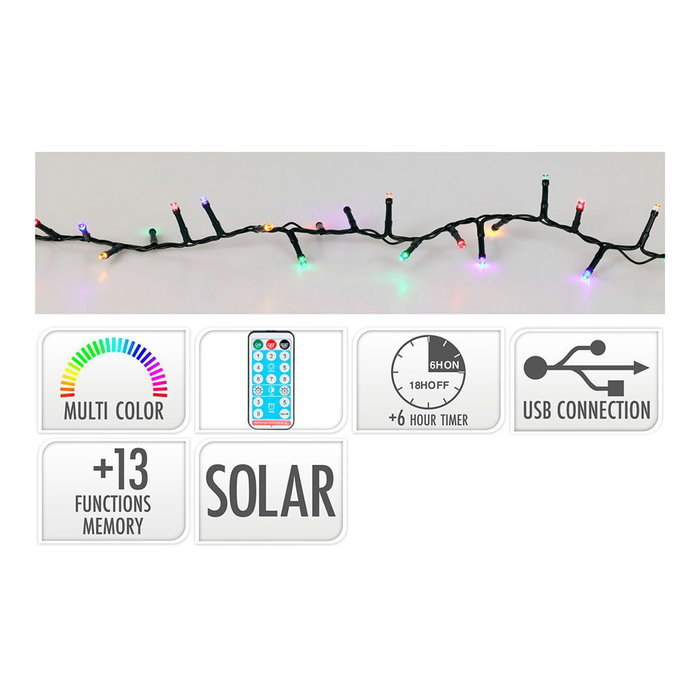 Basics Guirlande solaire rechargeable multicolore 768 LED Basics Guirlande solaire rechargeable multicolore 768 LED