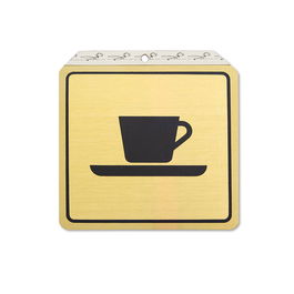 DUVER Plaque Aluminium Doré Tasse Café 120x120mm