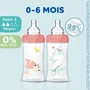 Dodie Kit Sensation DODIE MAM EB2 - 3 Biberons Anti-Colique 270 ml, Tétine Silicone Débit Moyen, 0-3 Mois, Rose, Col Large