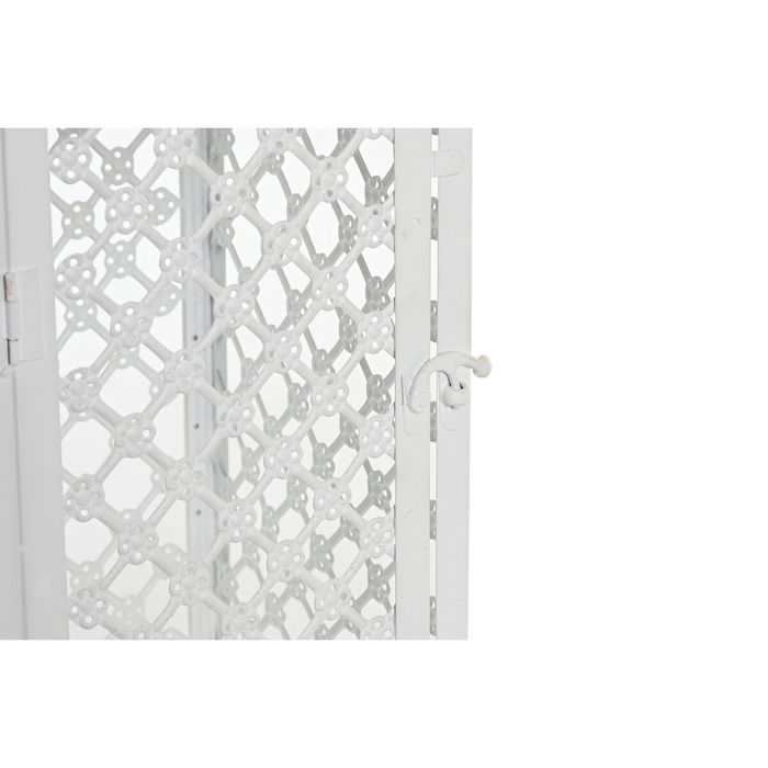 Ensemble de lanternes DKD Home Decor Blanc Métal Verre Arabe Finition vieillie 24 x 24 x 74 cm (3 Pièces)