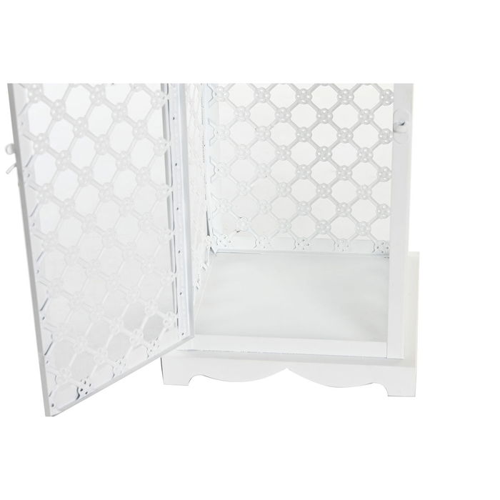 Ensemble de lanternes DKD Home Decor Blanc Métal Verre Arabe Finition vieillie 24 x 24 x 74 cm (3 Pièces)