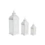 Ensemble de lanternes DKD Home Decor Blanc Métal Verre Arabe Finition vieillie 24 x 24 x 74 cm (3 Pièces)